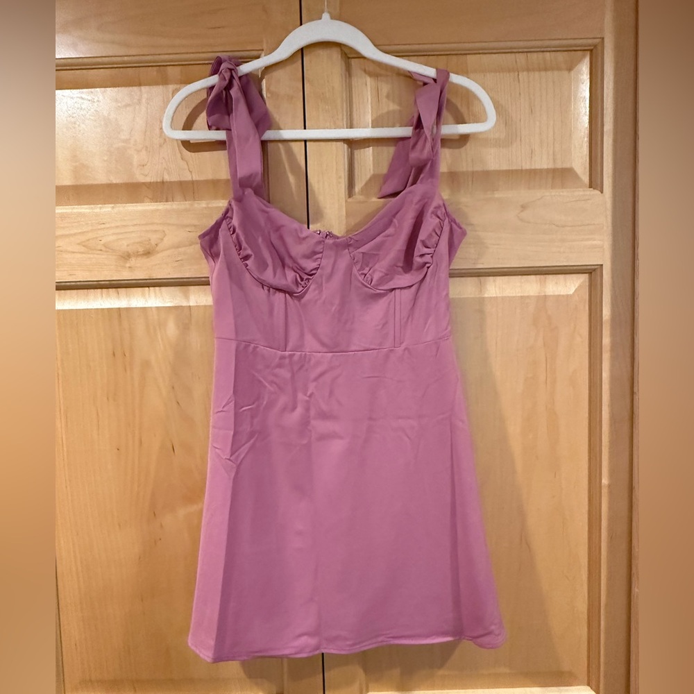 Lulus Mauve Mini Dress with Bow Sleeves